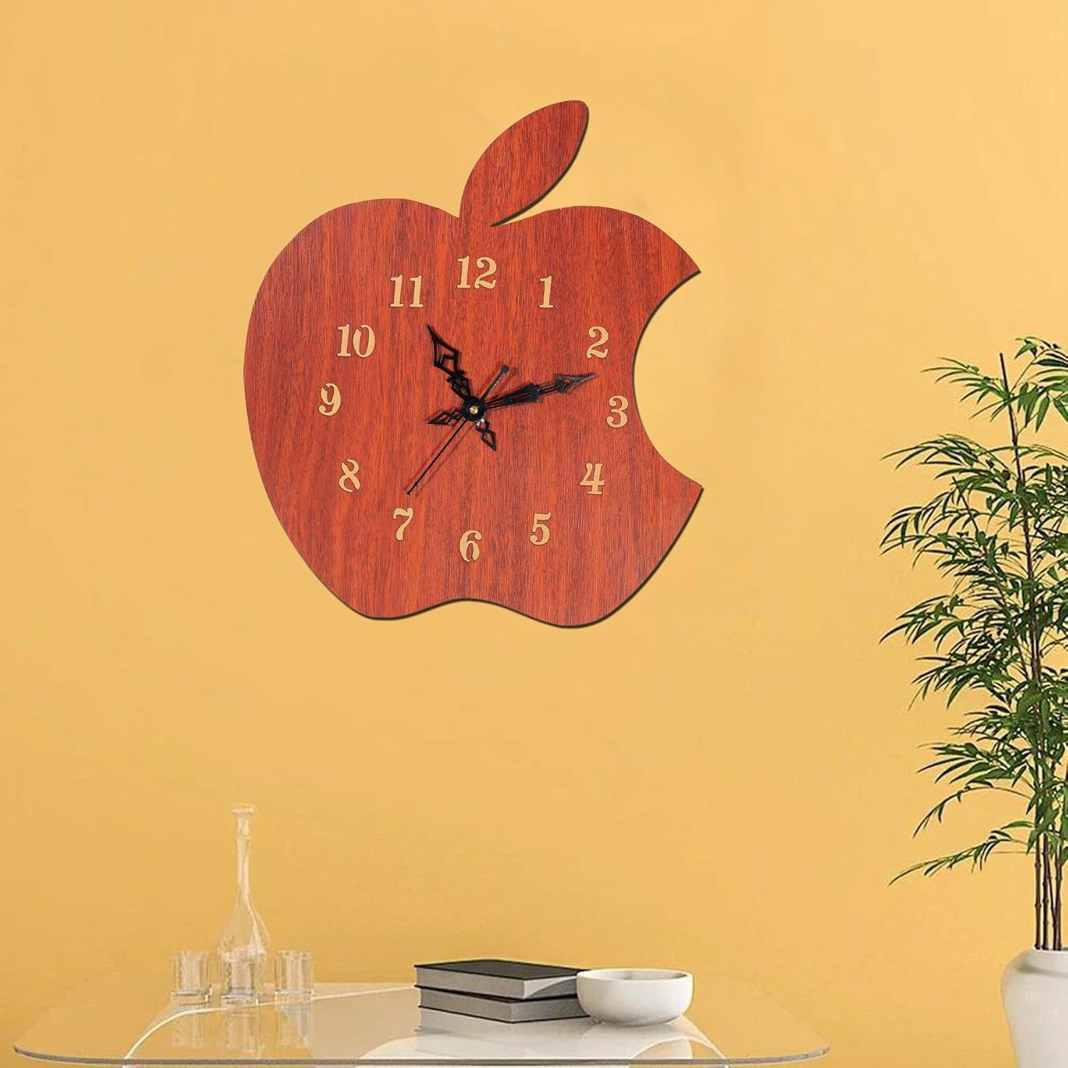 Laser Cutting Wooden Wall Clock Apple Design