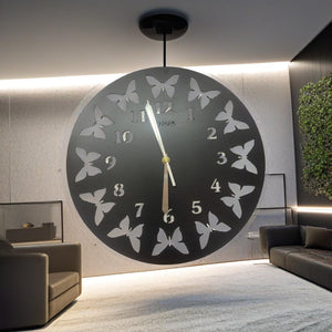 Laser Cutting Wooden Wall Clock Butterfly Stylish Design