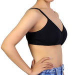 SUPPER SOFT SIDE SUPPORT COTTON BRA WITH HIDDEN NIPPE COVER -BLACK