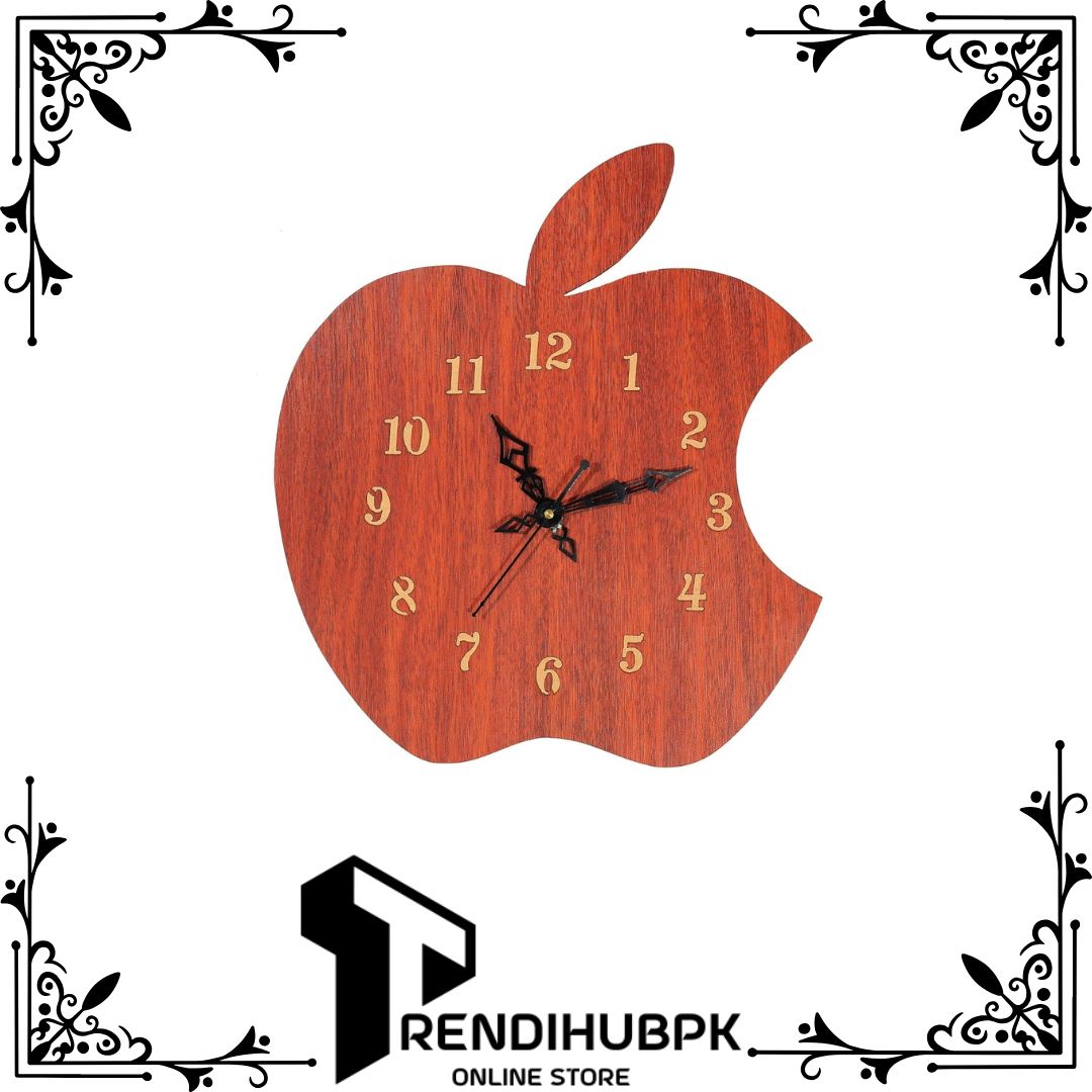 Laser Cutting Wooden Wall Clock Apple Design