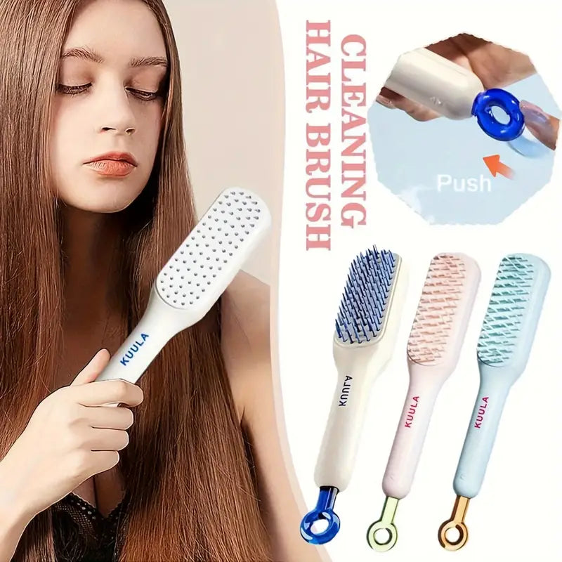 Anti-Static Hair Brush Self-cleaning massage rotating comb removable