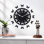 Laser Cutting Wooden Wall Clock Butterfly Stylish Design