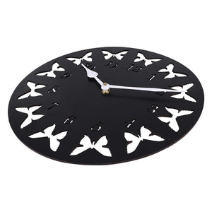 Laser Cutting Wooden Wall Clock Butterfly Stylish Design